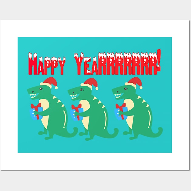 New year illustration with dinosaurs Wall Art by whatever comes to mind 2